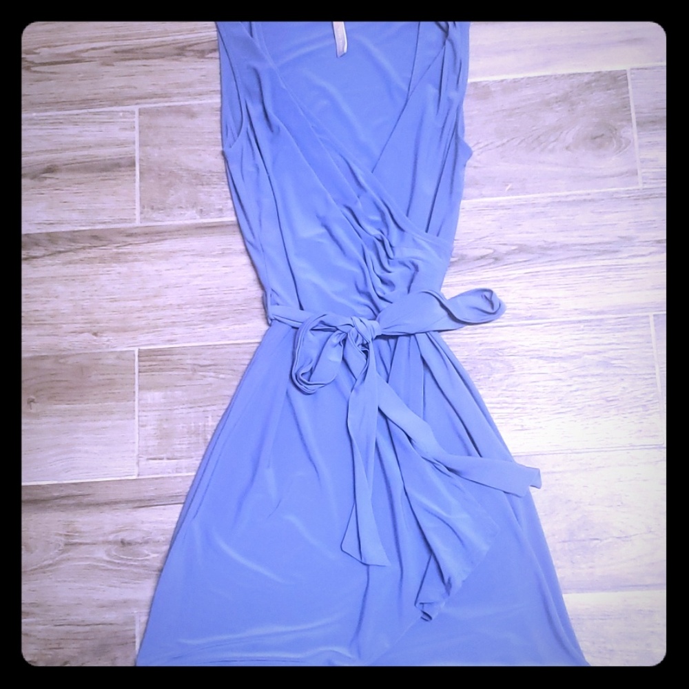 Slinky Periwinkle Faux Wrap Dress